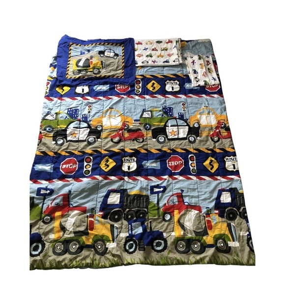 Vehicle And Roadway Twin Sizes Comforter, Flat‎ Sheet And 2 Pillow Cases. - Picture 1 of 2